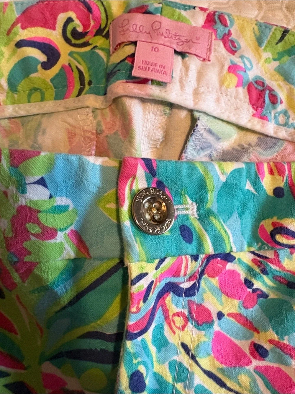 Lilly Pulitzer Multicolor Paisley Cropped Pants - Pink, Teal, Lime